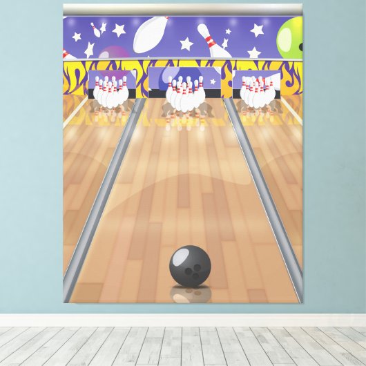 Zehn-Button-Bowling Leinwanddruck (Insitu (Holzboden))