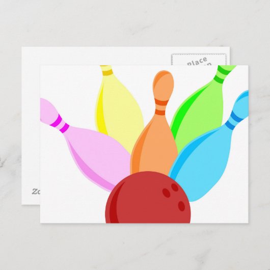 Zehn Button Bowling Postkarte (Vorne/Hinten)
