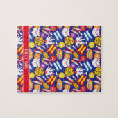 Zehn Button Bowling Shirt Schuhe Pizza und Strikes Puzzle (Horizontal)