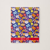 Zehn Button Bowling Shirt Schuhe Pizza und Strikes Puzzle (Vertikal)