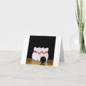 Zehn Button Bowling Strike Dankeskarte (Vorderseite)