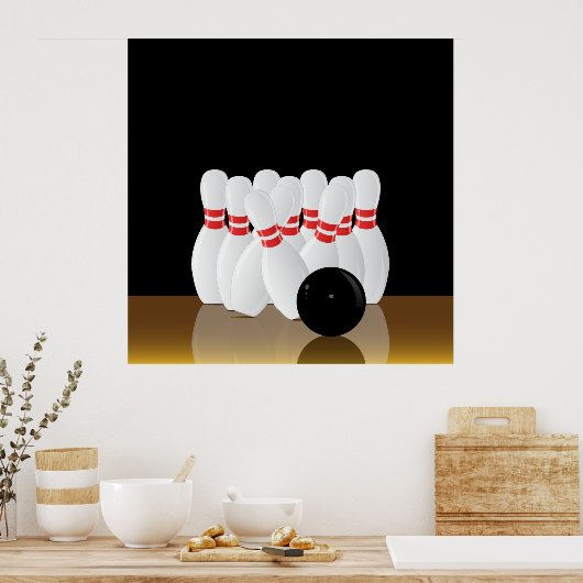 Zehn Button Bowling Strike Poster (Küche)