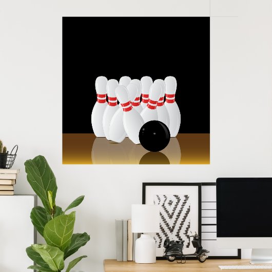 Zehn Button Bowling Strike Poster (Heimbüro)