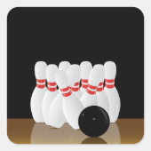 Zehn Button Bowling Strike Square Sticker (Vorderseite)