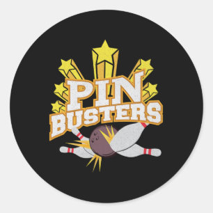 Zehn Button Bowling Team Graphic Button Busters Runder Aufkleber