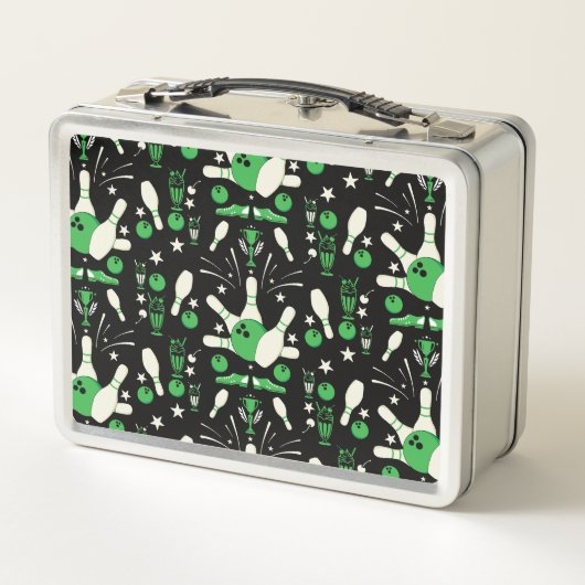 Zehn Button Bowling Wohngestaltung Metall Brotdose (Rückseite)