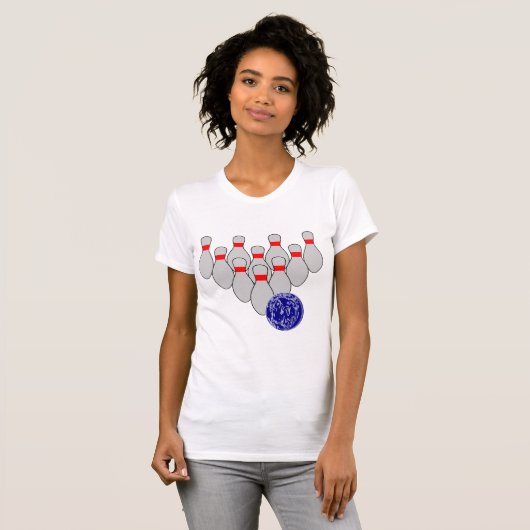Zehn Button Bowling Womens T - Shirt (Vorne ganz)