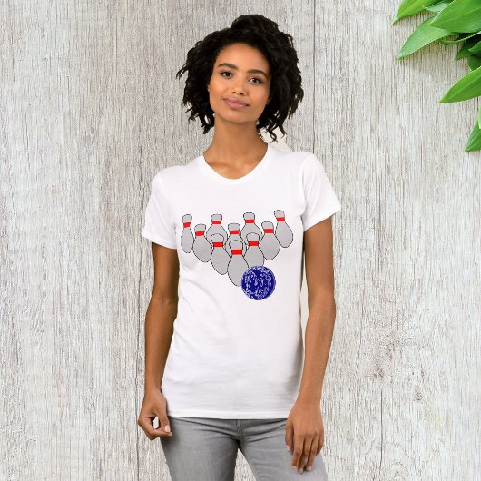 Zehn Button Bowling Womens T - Shirt