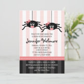 Zehn Einladungen für Pink Spider Baby Shower (Stehend Vorderseite)