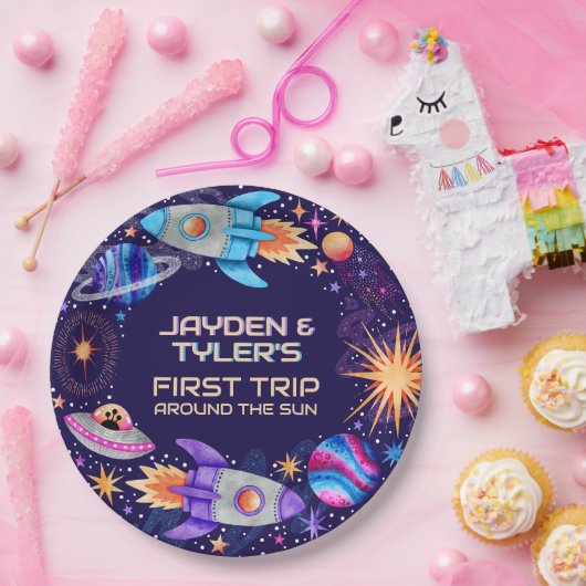 Zehn erste Reise um die Sonnenstrahlen im Weltraum Pappteller (Party)