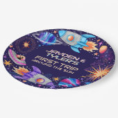 Zehn erste Reise um die Sonnenstrahlen im Weltraum Pappteller (Schrägansicht)