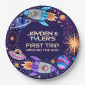 Zehn erste Reise um die Sonnenstrahlen im Weltraum Pappteller (Vorderseite)