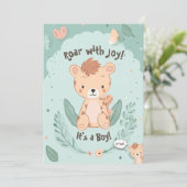 Zehn Es ist ein Junge! | Kinderdusche Einladung (Stehend Vorderseite)