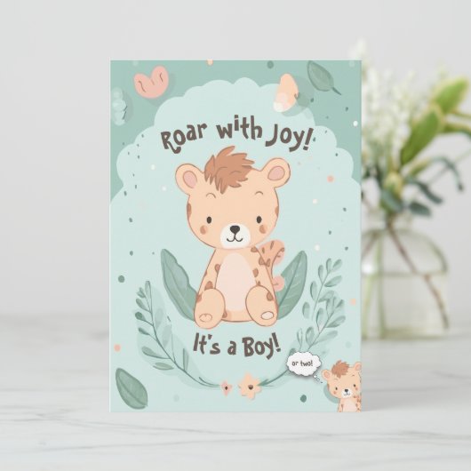 Zehn Es ist ein Junge! | Kinderdusche Einladung (Stehend Vorderseite)