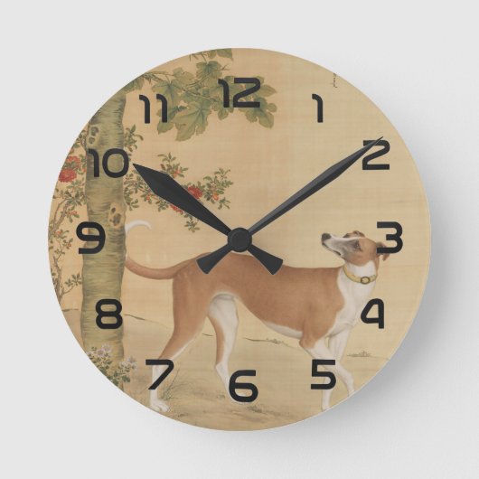 Zehn feine Hunde - Gelbgelber Leopard Runde Wanduhr (Vorderseite)