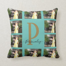 Zehn-Foto Collage Monogram Throw Kissen