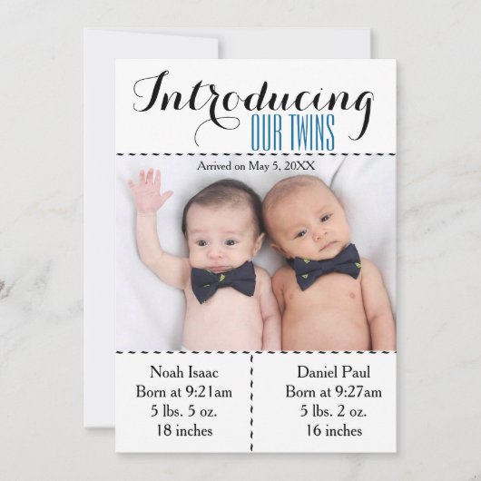 Zehn Foto Geburtshinweis Zwillingsschwester Ankündigung (Vorderseite)