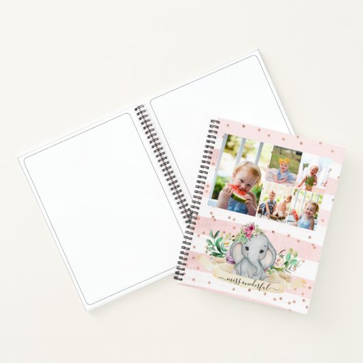 Zehn Fotos Collage Miss Onederful Baby Elephant Notizblock (Innenseite)
