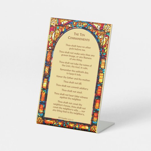 Zehn Gebote auf dem Sockel Sockelschild (Vorderseite)
