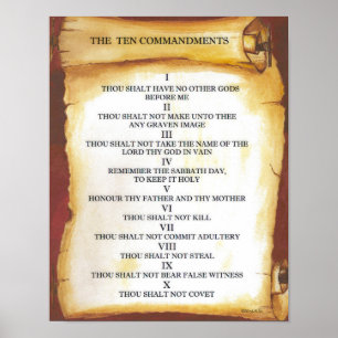 Zehn Gebote auf Pergament-Rolle Poster