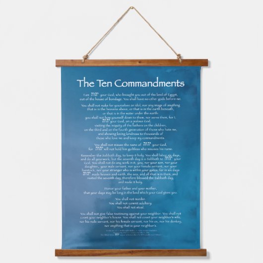 Zehn Gebote blau Wandteppich Mit Holzrahmen (Vorderseite)