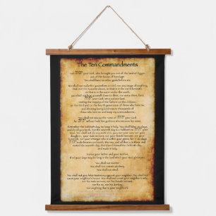 Zehn Gebote - Burnt Perchment Wandteppich Mit Holzrahmen