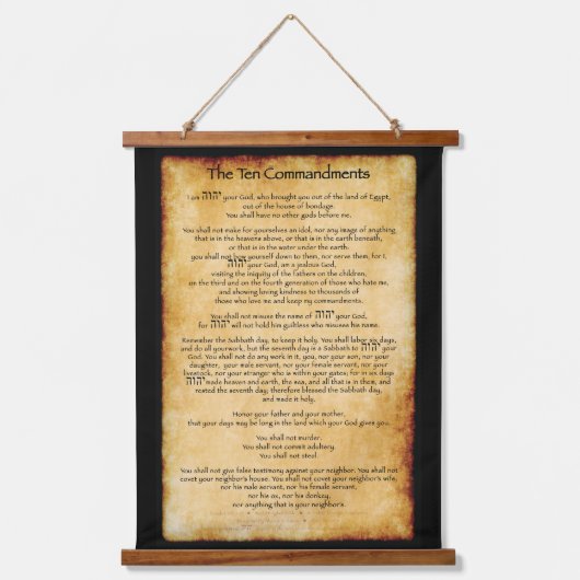 Zehn Gebote - Burnt Perchment Wandteppich Mit Holzrahmen (Vorderseite)