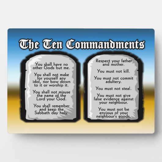 Zehn Gebote der Heiligen Bibel, Gottes Gesetz Fotoplatte (Vorderseite)