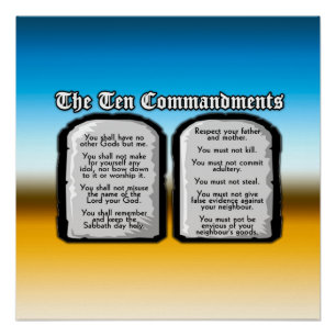 Zehn Gebote der Heiligen Bibel, Gottes Gesetz Poster