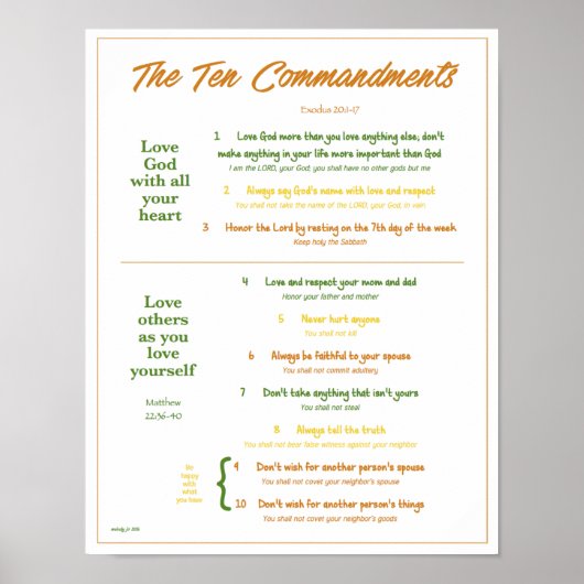 Zehn Gebote für Kinder - Erdtöne ohne Grenzen Poster (Vorne)