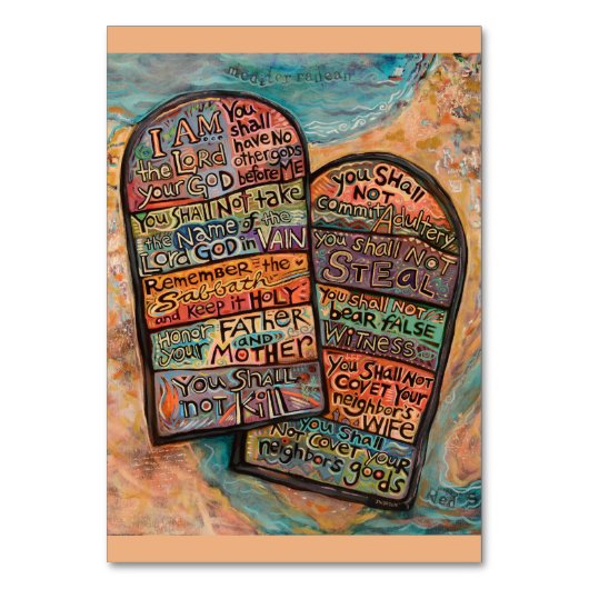 Zehn Gebote Gebetskarte Tischnummer (Vorderseite)