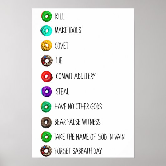 zehn Gebote lustige Liste Botschaft Spaß Religion Poster (Vorne)