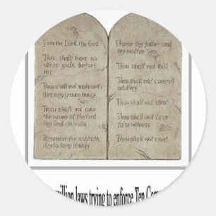 Zehn Gebote mit Zitat Runder Aufkleber