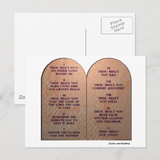 Zehn Gebote Postkarte (Vorne/Hinten)