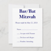 Zehn Gebote und Löwen Bar/Bat Mitxvah UAWG RSVP Karte (Rückseite)