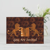 Zehn Gebote und Löwen Bar/Bat Mitzvah Einladung (Stehend Vorderseite)