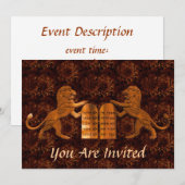 Zehn Gebote und Löwen Bar/Bat Mitzvah Einladung (Vorne/Hinten)