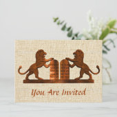 Zehn Gebote und Löwen Bar/Bat Mitzvah Einladung (Stehend Vorderseite)