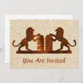 Zehn Gebote und Löwen Bar/Bat Mitzvah Einladung (Vorne/Hinten)