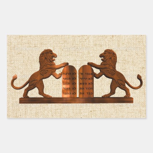 Zehn Gebote und Löwen Rechteckiger Aufkleber (Vorderseite)