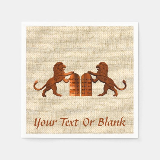 Zehn Gebote und Löwen Serviette (Vorderseite)