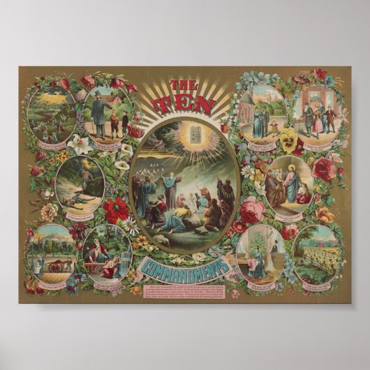 Zehn Gebote Vintage religiös-katholische Poster (Vorne)