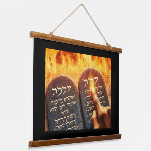 Zehn Gebote Wandteppich Mit Holzrahmen (Gewinkelt)