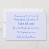 Zehn Geburtshinweise Ankündigung (Rückseite)