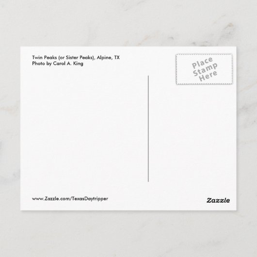 Zehn Gipfel oder Schwanzspitzen, Alpen, TX Postkarte (Rückseite)