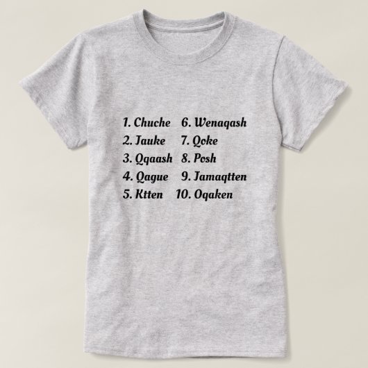 Zehn in Tehuelche T-Shirt (Design vorne)