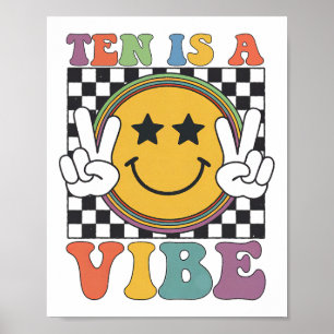 Zehn ist ein 10. Geburtstag Groovy Happy 10 Jahre Poster