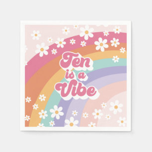 Zehn ist ein Vibe Retro Rainbow 10. Geburtstag Serviette