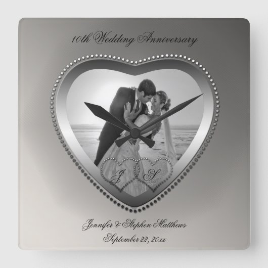 Zehn-Jahr-Jubiläum Quadratische Wanduhr (Vorderseite)