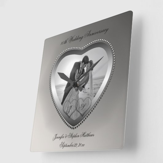 Zehn-Jahr-Jubiläum Quadratische Wanduhr (Winkel)